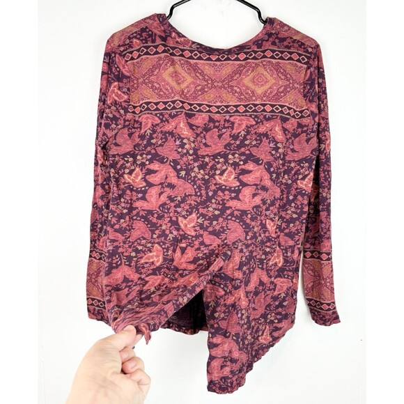 Lucky Brand Peasant Top Boho Bohemian Folk Flowy Western Open Back Size Large - Picture 7 of 10
